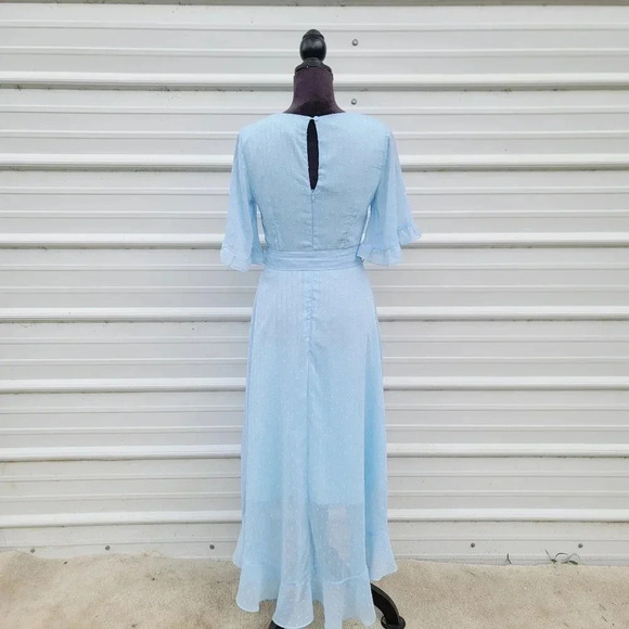 Mello Day Nordstrom Womens Light Blue Flovy Flattering Formal Dress Hi Low Sz S - Picture 6 of 13